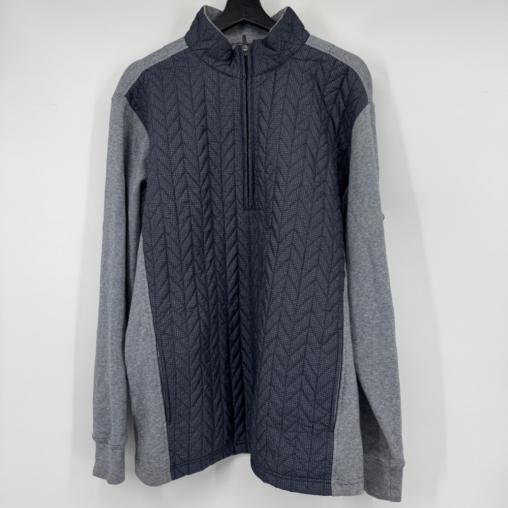 Straight Down Mens Zip Pullover Gray Quilted Chip… - image 1